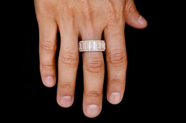 Baguette Round Bar Diamond Band 14k Solid Gold 2.25ctw