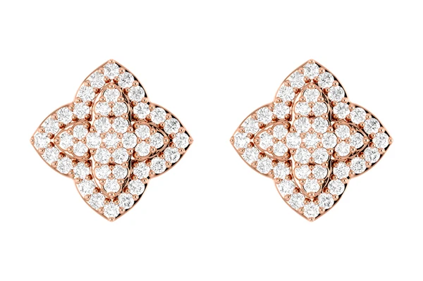 Layered 4 Point Star Diamond Studs 14k Solid Gold 0.45ctw