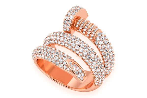 Nail Wrap Diamond Ring 14k Solid Gold 3.00ctw