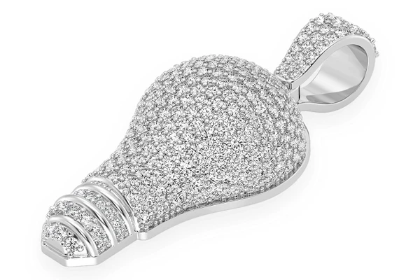 Light Bulb Diamond Pendant 14k Solid Gold 2.75ctw
