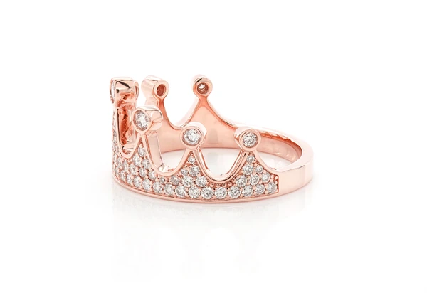 Crown Diamond Ring 14k Solid Gold 0.70ctw