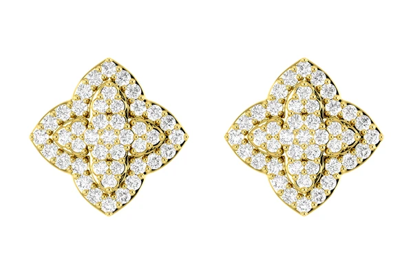 Layered 4 Point Star Diamond Studs 14k Solid Gold 0.45ctw