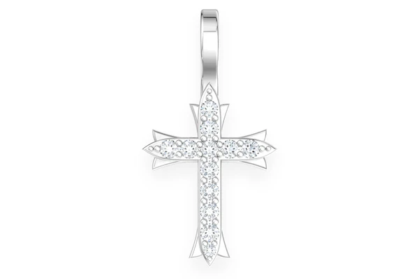 3 Point Cross Diamond Pendant 14k Solid Gold 0.10ctw
