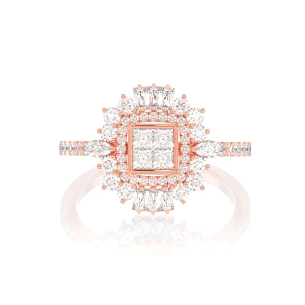 Art Deco Princess Diamond Ring 14k Solid Gold 1.50ctw