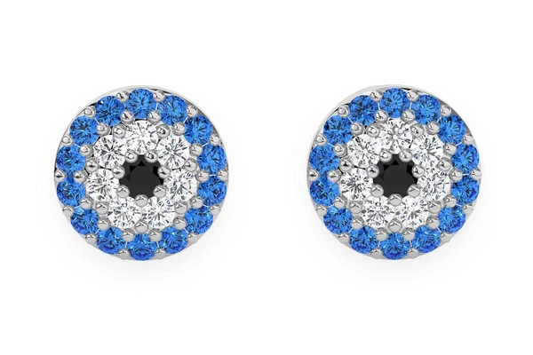 Round Evil Eye Stud Diamond Earrings 14k Solid Gold 0.25ctw