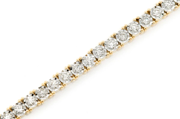 9pt Miracle Set Diamond Tennis Bracelet 14k Solid Gold 4.50ctw