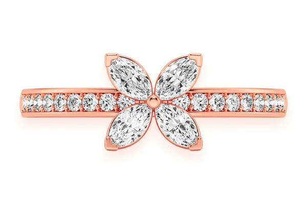 Marquise Flower Diamond Ring 14k Solid Gold 0.35ctw