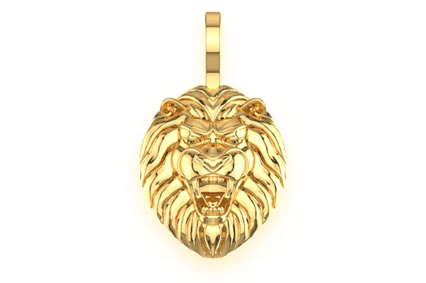 Striped Lion Pendant 14k Solid Gold 