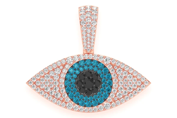 Evil Eye Diamond Pendant 14k Solid Gold 2.75ctw