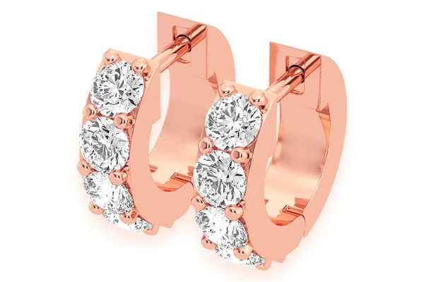 Diamond Huggie Hoops Solid Gold 14k 0.50ctw