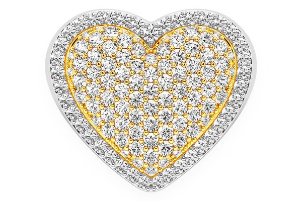 Heart Signet Diamond Ring 14k Solid Gold 1.40ctw