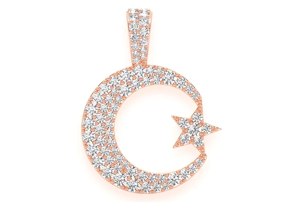 Icebox - Crescent Moon Diamond Pendant 14k Solid Gold .85ctw