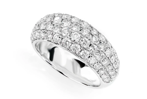 Four Row Bubbly Diamond Band Ring Platinum 1.85ctw
