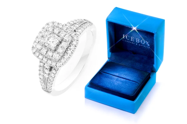 0.75ctw - Cushion Two Tier Halo - Diamond Engagement Ring - All Natural