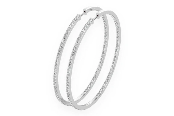 Large Inside-Out Hoop Diamond Earrings 14k Solid Gold 5.00ctw
