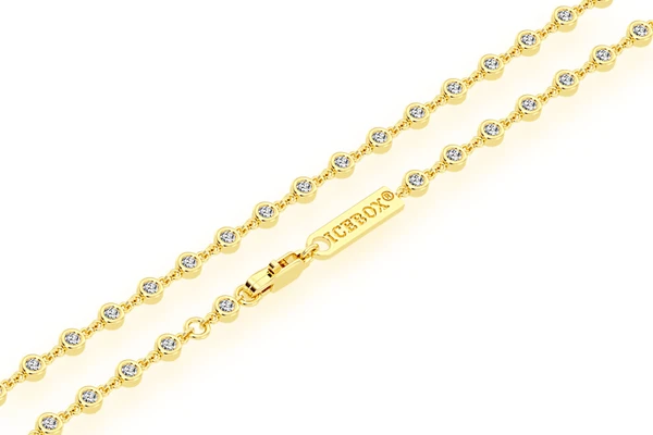 Eternity Round Bezel Set Diamond Necklace 14k Solid Gold 2.66ctw