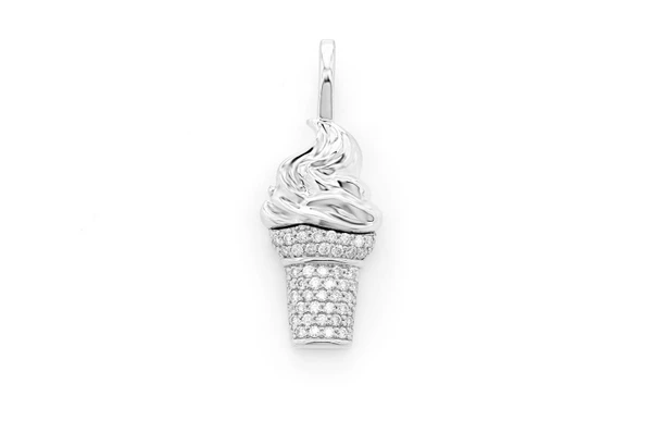 Ice Cream Diamond Pendant Two-Tone 14k Solid Gold .15ctw