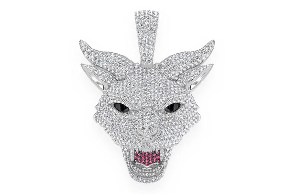 Evil Cat Diamond Pendant 14k Solid Gold 4.70ctw