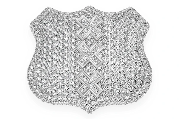 Amsterdam Coat Of Arms Signet Diamond Ring 14k Solid Gold 7.45ctw