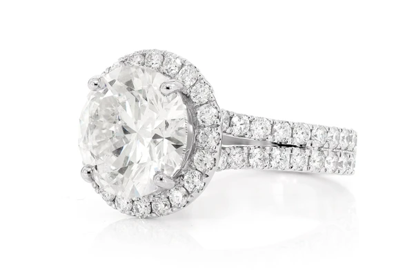 5.01ct Round Halo Diamond Engagement Ring 14k Solid Gold 6.69ctw