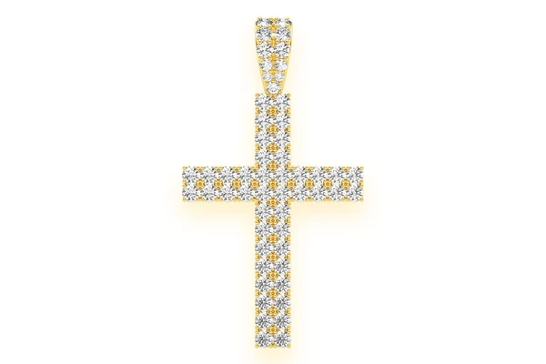 Two Row Cross Diamond Pendant 14k Solid Gold 2.25ctw