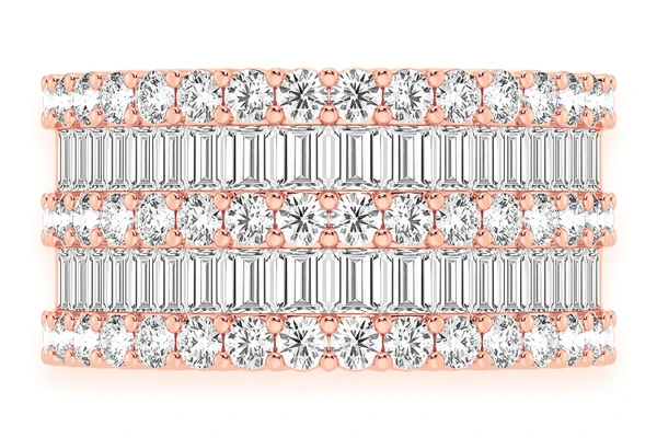 Three Row Baguette Diamond Ring 14k Solid Gold 3.50ctw