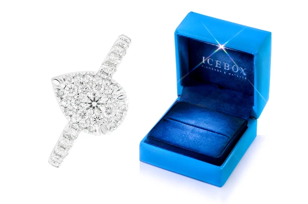 1.00ctw - Pear Cluster Halo - Diamond Engagement Ring - All Natural