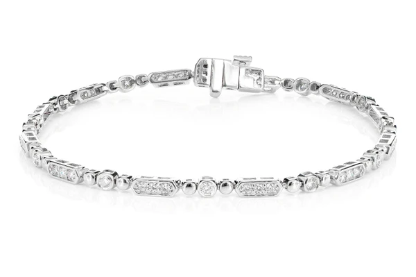 Alternating Bezel And Bar Link Bracelet 14k Solid Gold 0.85ctw 