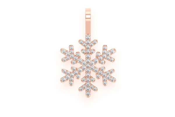 Snowflake Diamond Pendant 14k Solid Gold 0.35ctw