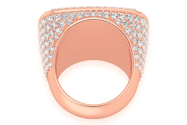 Rectangle Signet Diamond Ring 14k Solid Gold 6.85ctw