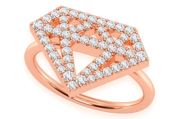 Diamond Silhouette Diamond Ring 14k Solid Gold 0.33ctw 