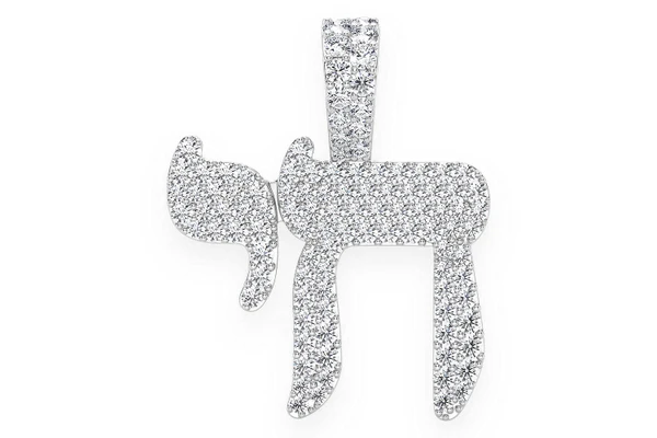 Chai Hebrew Diamond Pendant 14k Solid Gold .75ctw