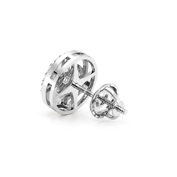 Halo Flower Stud Earrings 14k   2.00ctw