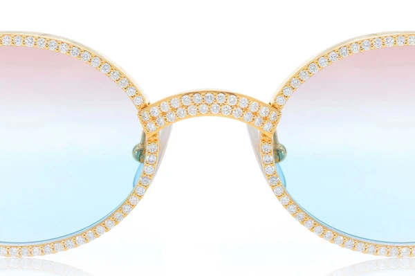 Cartier Glasses Iced Out Diamond Rims - Pink/blue Fade Lens - 4.50ctw