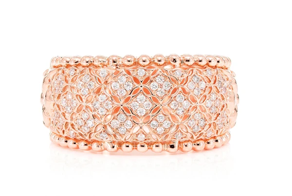 Thin Floral Weaved Diamond Band 14k Solid Gold 0.25ctw