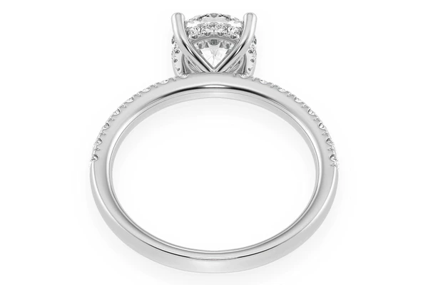 Thinn - 0.50ct Round Solitaire - One Row Under Halo - Diamond Engagement Ring - All Natural Vs Diamonds