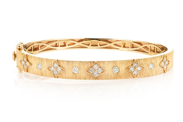 Four Petal Florentine Diamond Bracelet 14k Solid Gold 0.75ctw