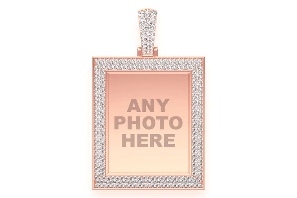Rectangular Picture Diamond Pendant 14k Solid Gold 2.85ctw