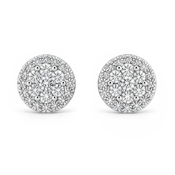 Halo Flower Stud Earrings 14k   2.00ctw