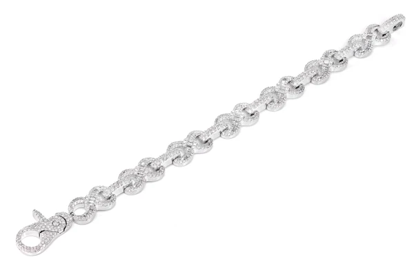 Infinity Baguette Diamond Link Bracelet Solid Gold 8.25ctw