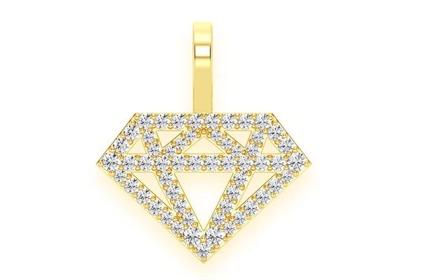 Diamond Silhouette Pendant 14k Solid Gold 0.35ctw