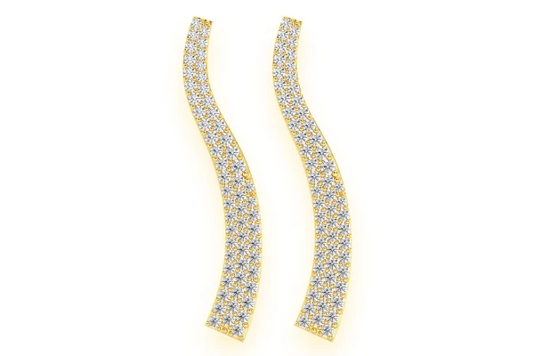 Curve Dangling Diamond Earrings 14k Solid Gold 0.90ctw