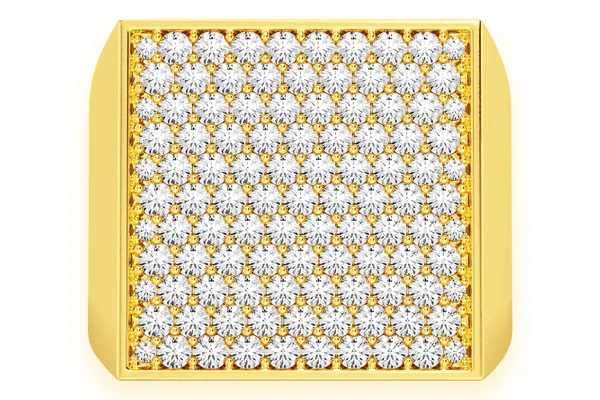 Square Signet Diamond Ring 14k Solid Gold 1.50ctw