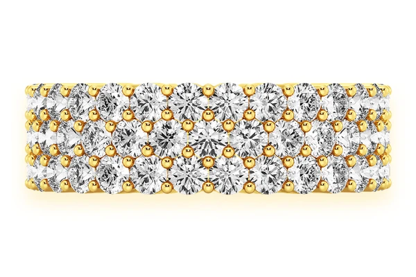 3 Row Diamond Band 14k Solid Gold 2.20ctw