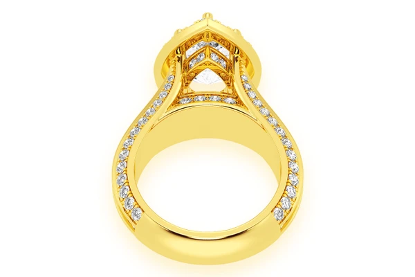Monst - 3.00ct Pear Solitaire - Three Row Graduated Split Halo - Diamond Engagement Ring - All Natural