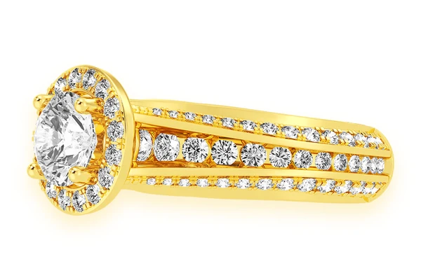 Monst - 1.00ct Round Solitaire - Halo Three Row - Diamond Engagement Ring - All Natural Vs Diamonds