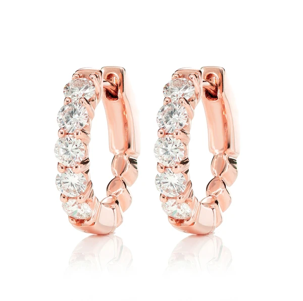 10pt Diamond Hoop Earrings 14k Solid Gold 1.00ctw