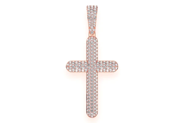 Bubbly Cross Diamond Pendant 14k Solid Gold 2.00ctw
