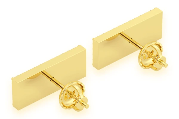 Icebox Bar Logo Stud Diamond Earrings 14k Solid Gold 0.20ctw