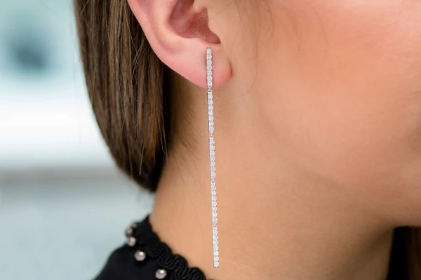 Dangling Five Bar Earrings 14k Solid Gold 2.10ctw